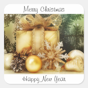Adesivo Quadrado Feliz Natal e Felizes anos novos