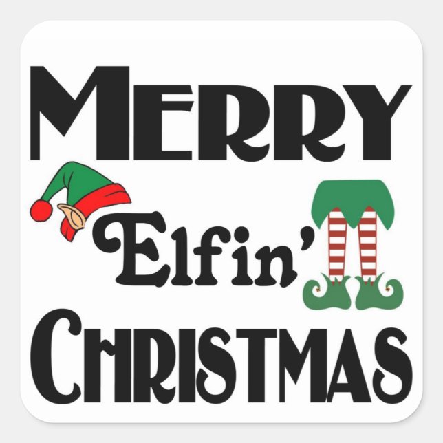 Adesivo Quadrado Feliz Natal Elfin' (Frente)