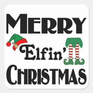 Adesivo Quadrado Feliz Natal Elfin'