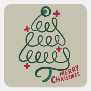 Adesivo Quadrado Feliz Natal Estetoscópio CNA Profissional Médico
