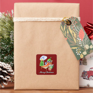 Adesivo Quadrado Feliz Natal Feliz de Desejo à Mão