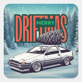 Adesivo Quadrado (Feliz Natal) Feliz Driftmas - Hachiroku