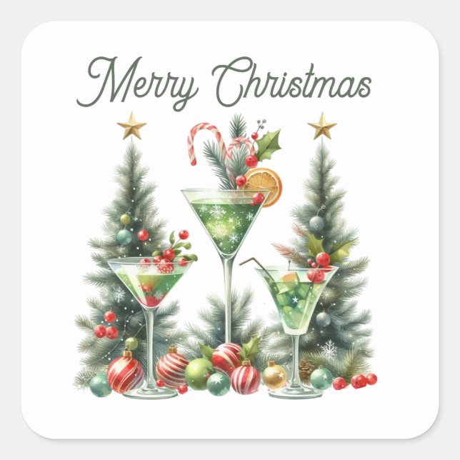 Adesivo Quadrado Feliz Natal Feriado (Frente)