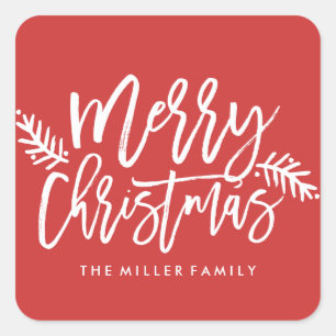 Adesivo Quadrado Feliz Natal - Feriado Chic Hand