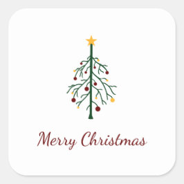 Adesivo Quadrado Feliz Natal Festivo Evergreen Tree