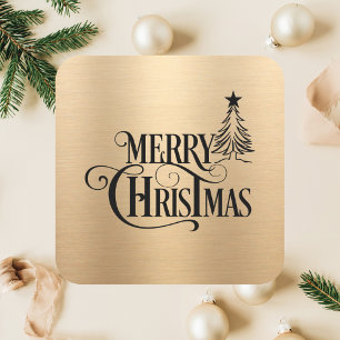 Adesivo Quadrado Feliz Natal Festivo Mínimo Elegante