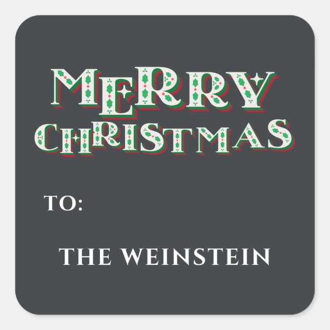 Adesivo Quadrado Feliz Natal Festivo Único (Frente)