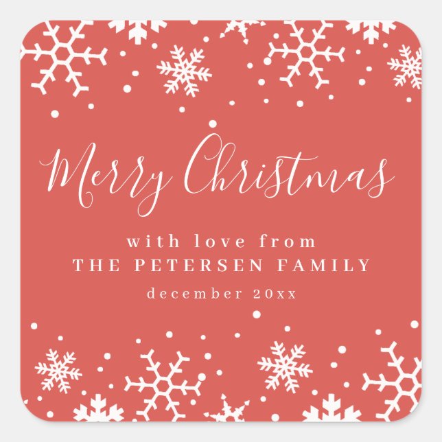 Adesivo Quadrado Feliz Natal Flocos de Neve de inverno costume de N (Frente)