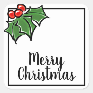 Adesivo Quadrado Feliz Natal - Folhas Sagradas