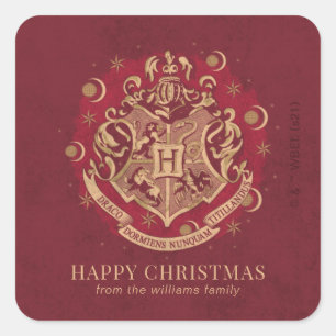 Adesivo Quadrado Feliz Natal   HOGWARTS™ Crest - Personalizado