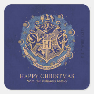 Adesivo Quadrado Feliz Natal   HOGWARTS™ Crest - Personalizado
