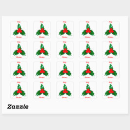 Adesivo Quadrado Feliz Natal Holly White Stickers