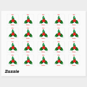 Adesivo Quadrado Feliz Natal Holly White Stickers