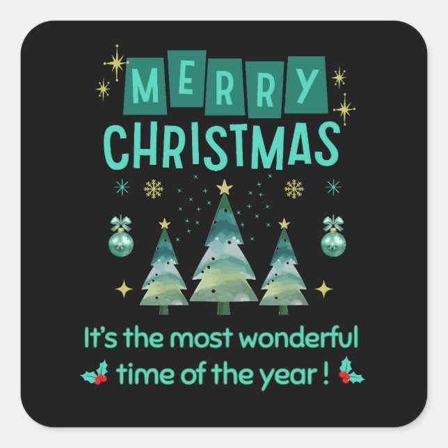 Adesivo Quadrado Feliz Natal - Hora Maravilhosa do Ano (Frente)