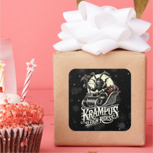 Adesivo Quadrado Feliz Natal Krampus Passeios de Trenó Krampus
