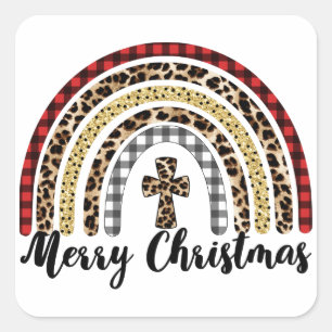 Adesivo Quadrado Feliz Natal Leopard Imprima Cross