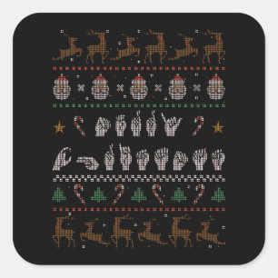Adesivo Quadrado Feliz Natal - Língua de Sinais Americana II
