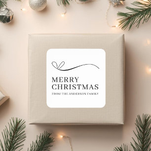 Adesivo Quadrado Feliz Natal moderno preto e branco simples