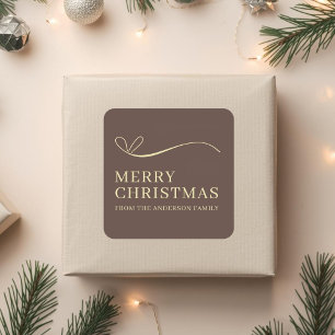 Adesivo Quadrado Feliz Natal moderno simples marrom