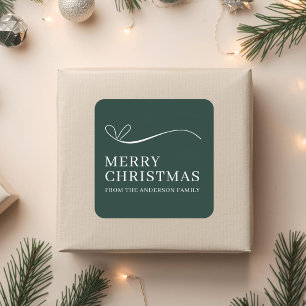 Adesivo Quadrado Feliz Natal moderno simples verde