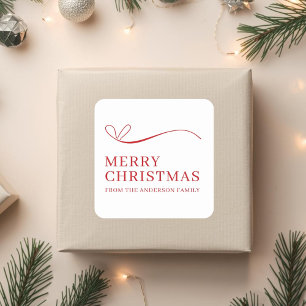 Adesivo Quadrado Feliz Natal moderno vermelho branco simples