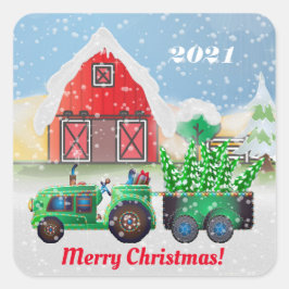 Adesivo Quadrado Feliz Natal na Fazenda do País