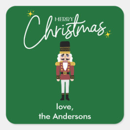 Adesivo Quadrado Feliz Natal Nutcracker Personalize Sticker
