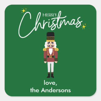 Adesivo Quadrado Feliz Natal Nutcracker Personalize Sticker