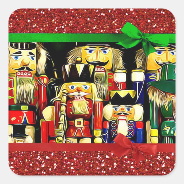 Adesivo Quadrado Feliz Natal, Nutcracker Stickers (Frente)