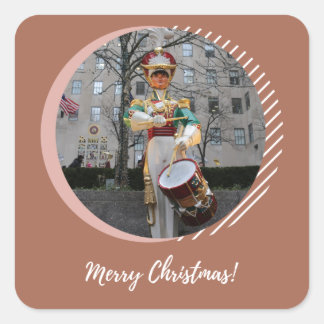 Adesivo Quadrado Feliz Natal NYC Rockefeller Plaza Drummer Boy