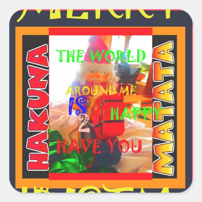 Adesivo Quadrado Feliz Natal O mundo à minha volta é feliz (Frente)