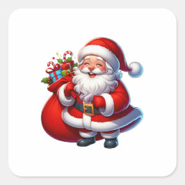 Adesivo Quadrado Feliz Natal Papai Noel