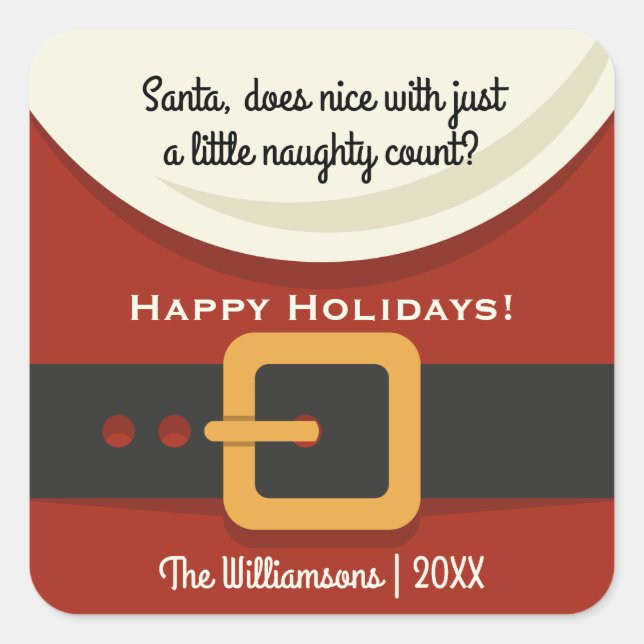 Adesivo Quadrado Feliz Natal Papai Noel, travesso e legal (Frente)