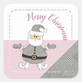Adesivo Quadrado Feliz Natal Papais noeis de Moda Houndstooth