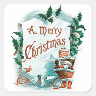 Adesivo Quadrado Feliz Natal Papais noeis Legal Saudação