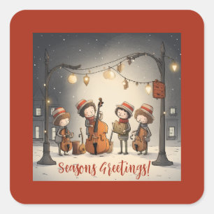 Adesivo Quadrado Feliz Natal para Músicos de Rua