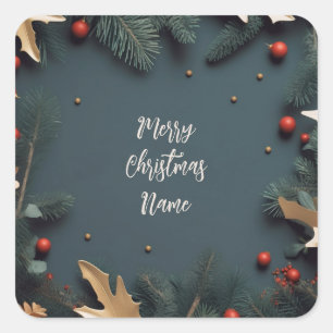 Adesivo Quadrado Feliz Natal Personalizável - Quadro de Natal