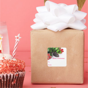 Adesivo Quadrado Feliz Natal Pine Cone Stickers