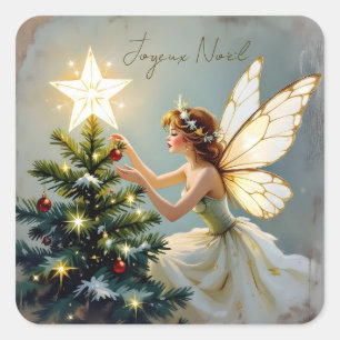 Adesivo Quadrado Feliz Natal Pretty Fairy Christmas