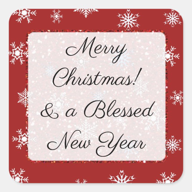 Adesivo Quadrado Feliz Natal Red Snowflakers (Frente)