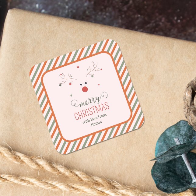 Adesivo Quadrado Feliz Natal Rosa (Criador carregado)