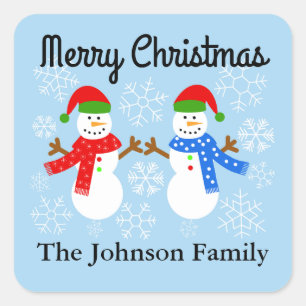 Adesivo Quadrado Feliz Natal Snowman #3 Stickers