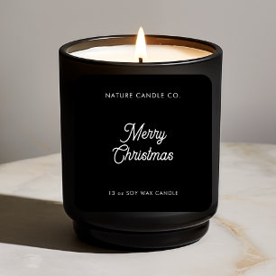 Adesivo Quadrado Feliz Natal Soy Candle   Minimalista Clássico