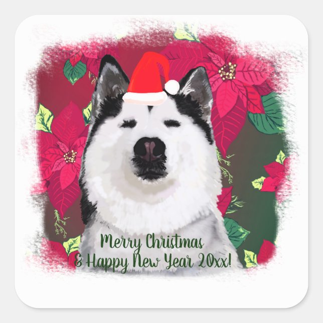 Adesivo Quadrado Feliz Natal, Texto Personalizado do Estudante de F (Frente)