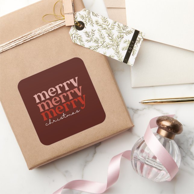 Adesivo Quadrado Feliz Natal Texto Saudando Vermelho (Presentear)