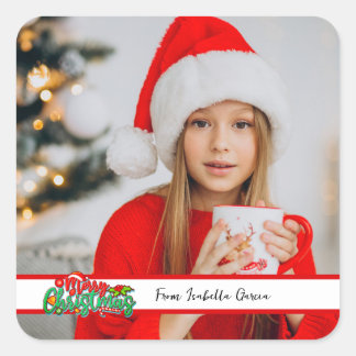 Adesivo Quadrado Feliz Natal - Uma Foto
