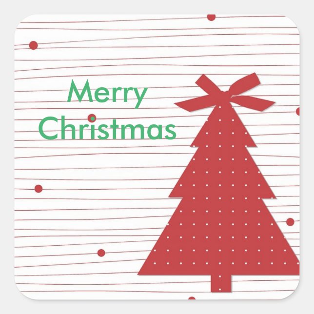 Adesivo Quadrado Feliz Natal, Vinheta de Árvore de Natal (Frente)