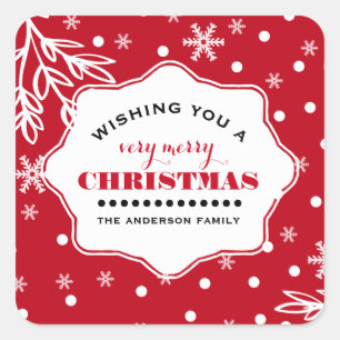 Adesivo Quadrado Feliz Natal. Vinhetas de Natal Personalizadas