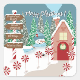 Adesivo Quadrado Feliz Natal - Vinhetas do Polo Norte