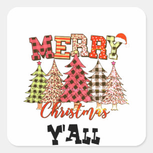 Adesivo Quadrado Feliz Natal, vocês com xadrezes de natal T